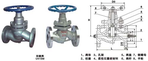 U41SM蒸汽法兰式柱塞阀图纸